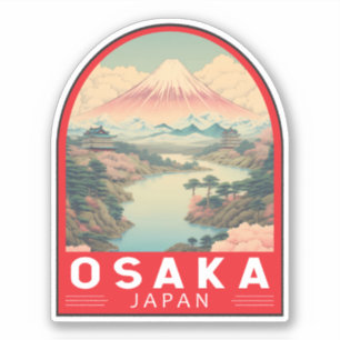 Sticker Osaka Japon Mont Fuji Emblème d'art de voyage
