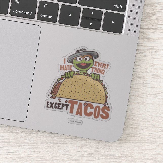 Sticker Oscar Je Déteste Tout Sauf Les Tacos (Détail)