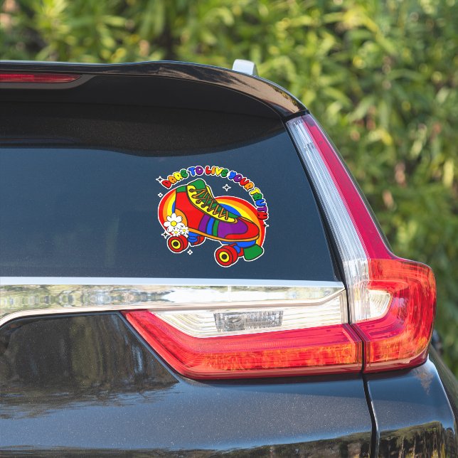 Sticker Osez Vivre Votre Vérité Patinage Arc-en-ciel (Côté voiture)