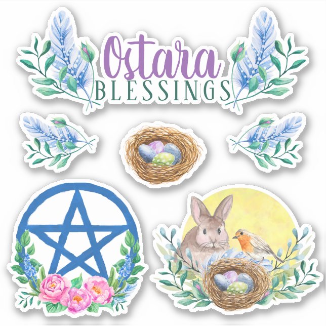 Sticker Ostara Spring Equinox Wicca Sabbat Floral (Devant)