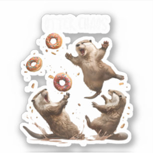 Sticker Otter Chaos Drôle Bagel Combattre Des Loutres De M