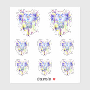 Sticker Otter Dreamcatcher Blue Jaune Floral