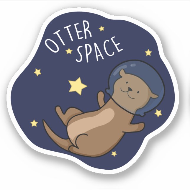 Sticker Otter Space Funny Astronaut Otter Pun (Devant)