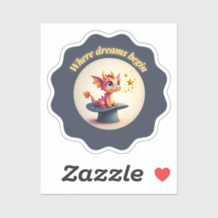 Sticker Où commencent les rêves - Dragon mignon
