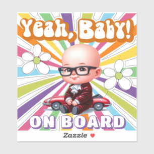 Sticker Ouais Bébé à bord Rétro et amusant