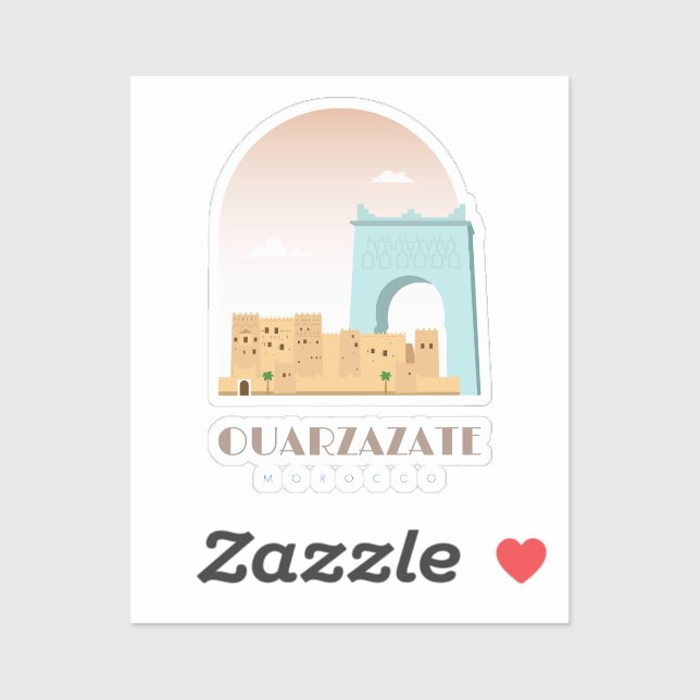 Sticker Ouarzazate ville Maroc Skyline (Feuille)