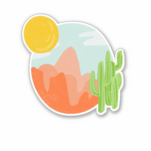 Sticker Ouest enchanteur - Montagnes Rouges Cactus et Sole