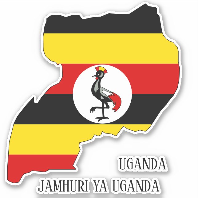 Sticker Ouganda Carte du drapeau patriotique (Devant)