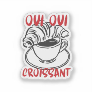 Sticker Oui Oui Croissant – Déjeuner français mignon avec