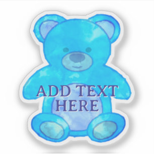 Sticker Ours Bébé Cute En Bleu Texte Personnalisé