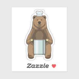 Sticker Ours comme cuire avec pot de Cuisine