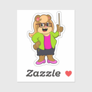 Sticker Ours comme enseignant avec lunettes