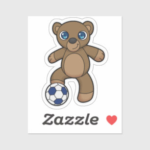 Sticker Ours comme joueur de football avec balle de footba