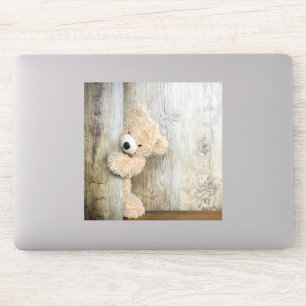 Sticker Ours Cute Stuffé Mur Rustique En Bois