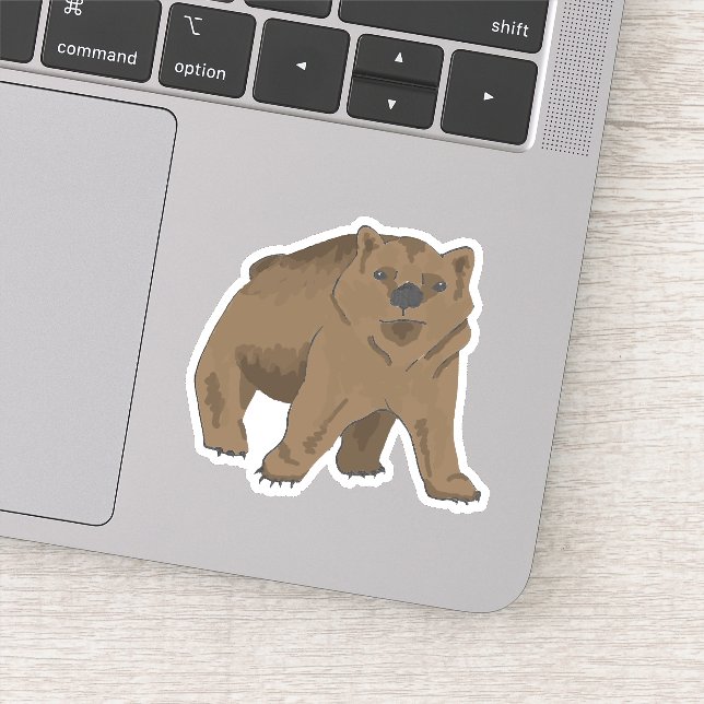 Sticker Ours de bébé grizzli animal de bois (Détail)