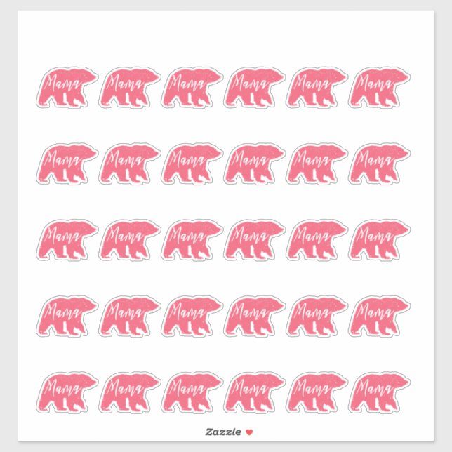 Sticker Ours de maman rose (Feuille)