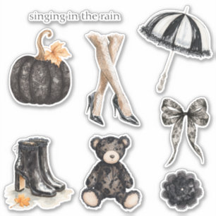 Sticker Ours en peluche à jambes en faux dentelle noir et