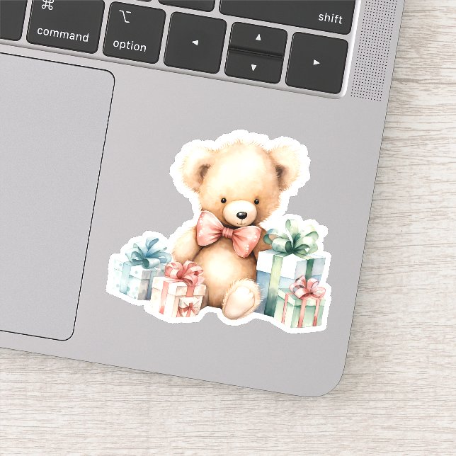 Sticker Ours en peluche mignonne avec cadeaux de Noël (Détail)