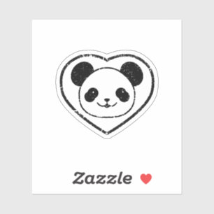 Sticker Ours Et Coeur De Panda En Caoutchouc