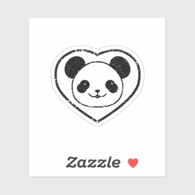 Sticker Ours Et Coeur De Panda En Caoutchouc (Feuille)