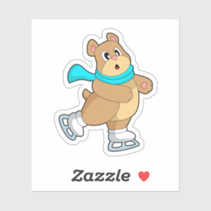 Sticker Ours Patinage sur glace Patins sur glace