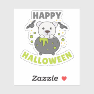 Sticker Ours polaire Joyeux Chat Cauldron Halloween