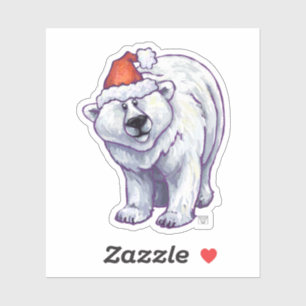 Sticker Ours polaire mignon dans un chapeau de Père Noël