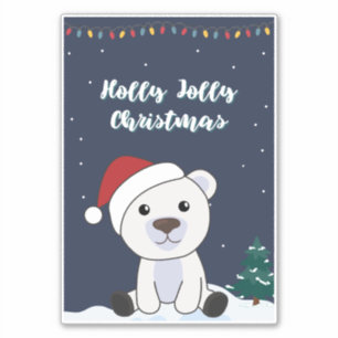 Sticker Ours polaire Noël Neige hiver Animaux Polar Sti