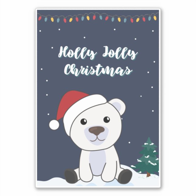 Sticker Ours polaire Noël Neige hiver Animaux Polar Sti (Devant)