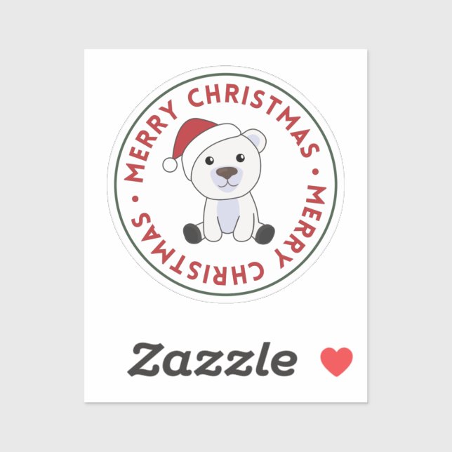 Sticker Ours polaire Noël Neige hiver Animaux Polar Sti (Feuille)