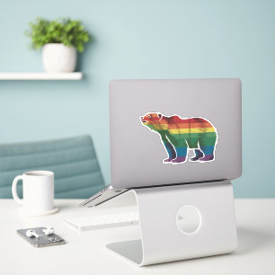 Sticker Ours Polaire Rétro Arc-en-Ciel Lesbienne LGBT Fier