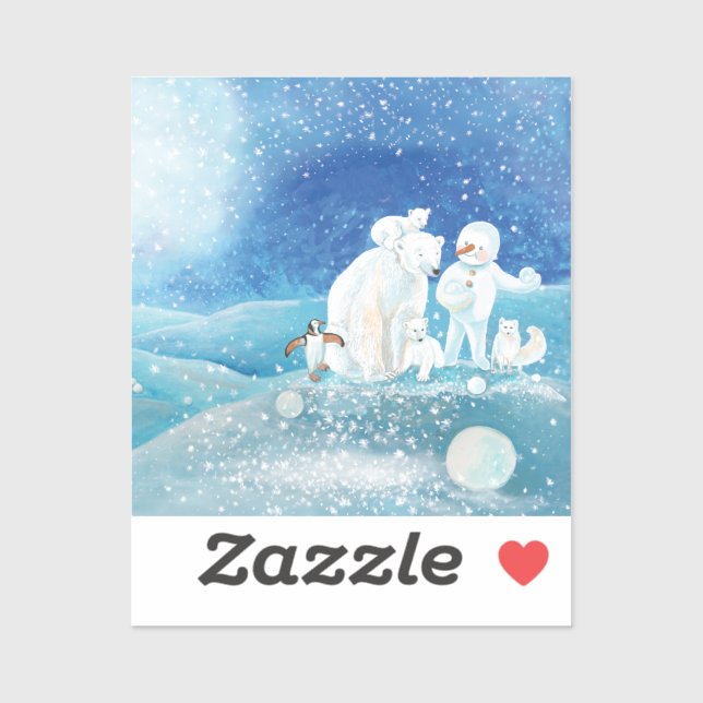 Sticker Ours polaires, Renard polaire, Pingouin Empereur & (Feuille)