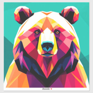 Sticker Ours polygonal de style abstrait