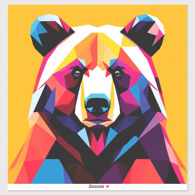 Sticker Ours polygonal de style abstrait (Feuille)