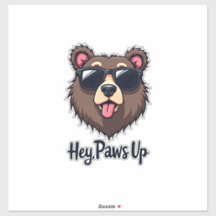 Sticker Ours vintage Hey Paws Up avec des lunettes de sole