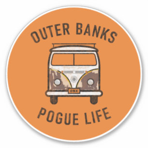 Sticker Outer Banks Van Pogue Life OBX Vintage (Orange)