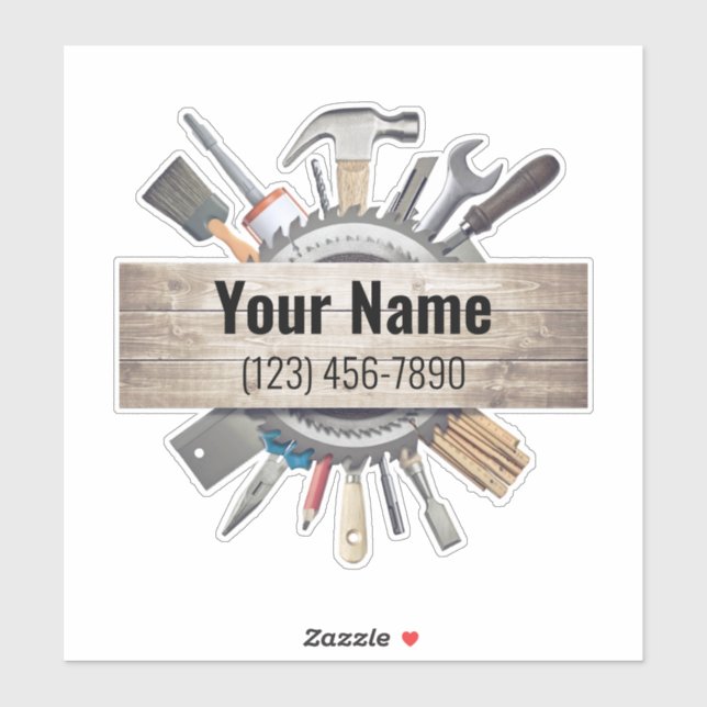 Sticker Outil d'entrepreneur de bricolage personnalisable  (Feuille)