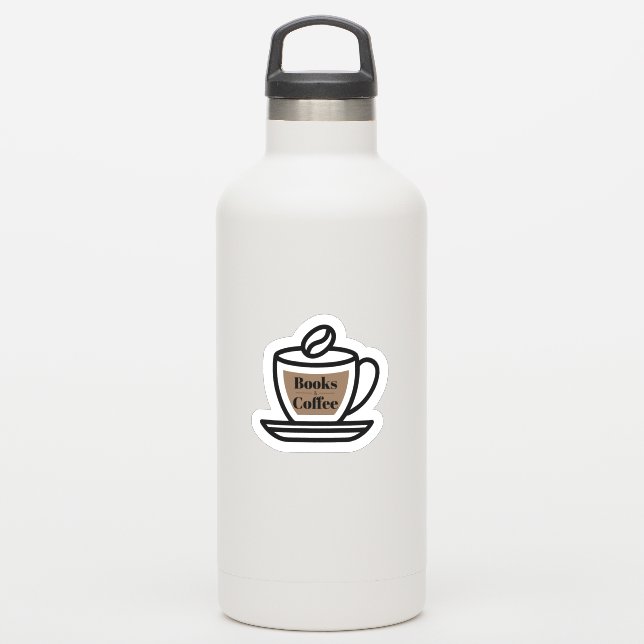 Sticker Outline Livres & Café (Gourde)