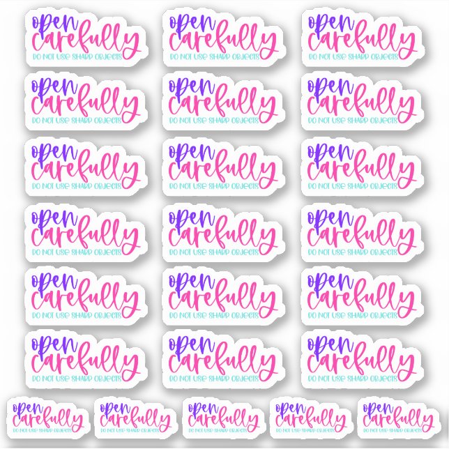 Sticker Ouvrez Soigneusement, N'Utilisez Pas D'Objets Shar (Devant)