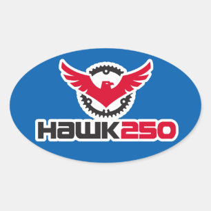 Sticker Oval Arrière - plan Bleu Hawk 250