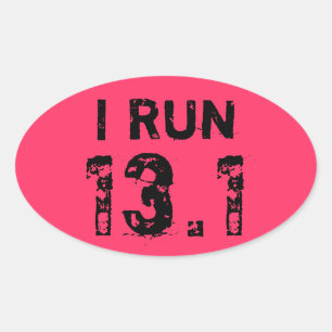 Sticker Oval Pink I Run 13.1