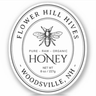 Sticker Oval Queenline Honey Texte noir clair ou blanc