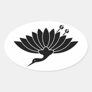 STICKER OVALE 菊 鶴