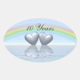 Sticker Ovale 10e anniversaire Tin Hearts