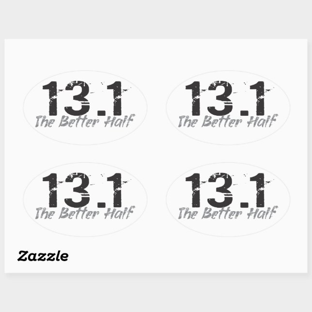 Sticker Ovale 13.1 Moitié meilleure - Moitié Marathon coureur (Feuille)