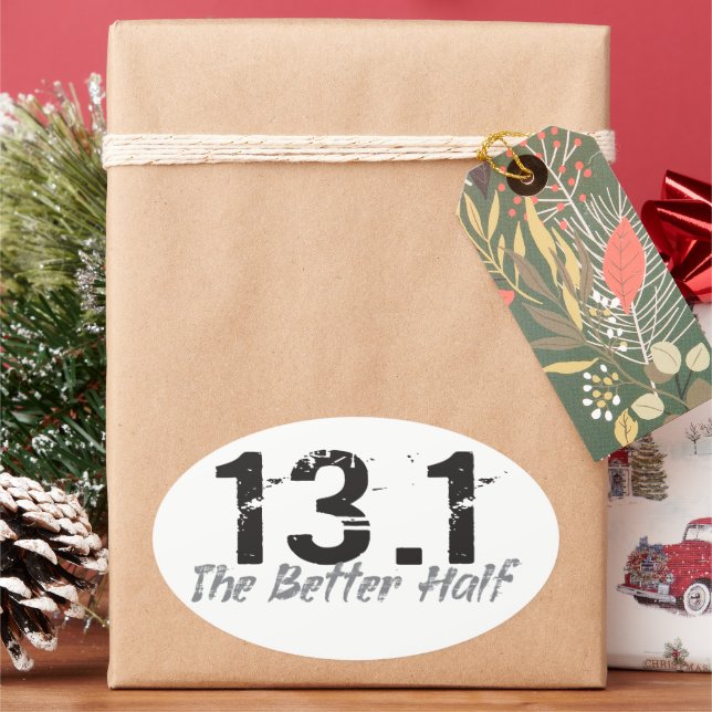 Sticker Ovale 13.1 Moitié meilleure - Moitié Marathon coureur (vacances)