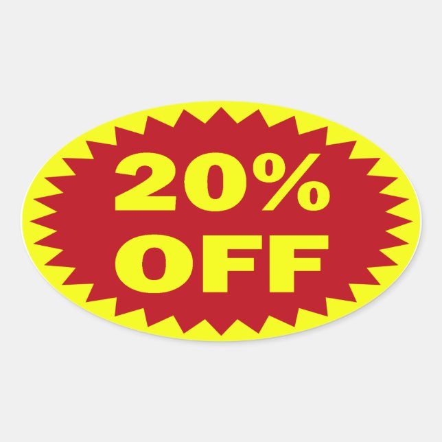 Sticker Ovale 20 % de réduction (Devant)