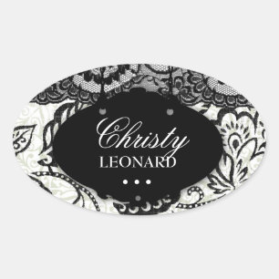 Sticker Ovale 311-Chic & Lacy   Blanc noir