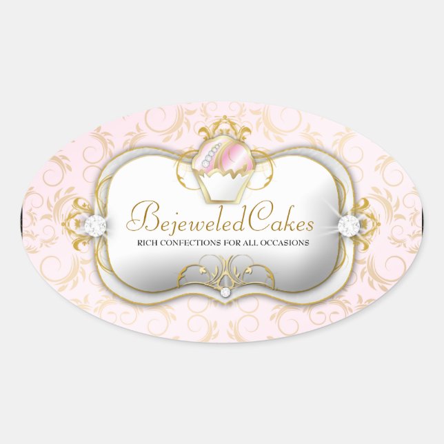 Sticker Ovale 311-Ciao Bella gâteaux bijoués | Arrière - plan ro (Devant)