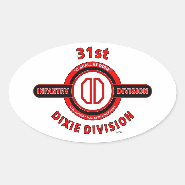 STICKER OVALE 31E DIVISION D'INFANTERIE "DIVISION DIXIE" (Devant)